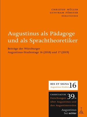 cover image of Augustinus als Pädagoge und als Sprachtheoretiker